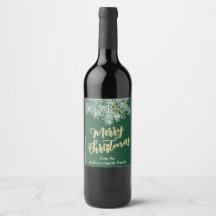Green Gold Modern Elegant Christmas Botanical
