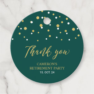 Green & Gold   Modern Retirement Favour Thank you Tags