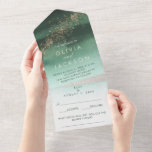 Green & Gold Modern Watercolor Ombre Wedding All In One Invitation<br><div class="desc">Ethereal and Modern, this Green and Gold Ombre Watercolor invitation is perfect for an event in any season. Emerald green watercolor is a perfect backdrop for the abstract gold splashes. The all-in-one style is a more eco-friendly choice, since you can avoid using envelopes! *gold splashes have a high resolution metallic-look,...</div>