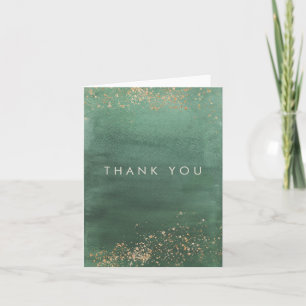 Green & Gold Modern Watercolor Thank You Card