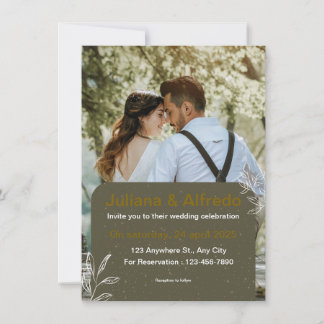 Green Gold Modern Wedding Invitation