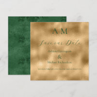 Green Gold Monogram Modern Wedding