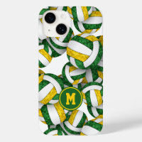 Green gold monogrammed girly volleyballs pattern 