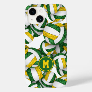 Green gold monogrammed girly volleyballs pattern  Case-Mate iPhone 14 case
