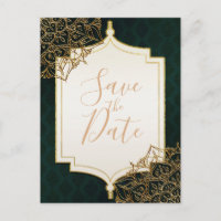 Green & Gold Moroccan Arabian Nights Save the Date