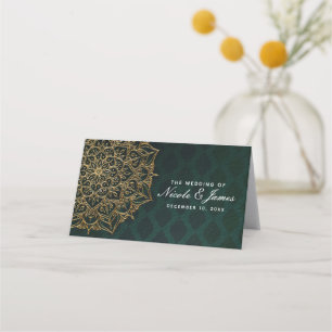 Green & Gold Moroccan Arabian Nights Table Number Place Card