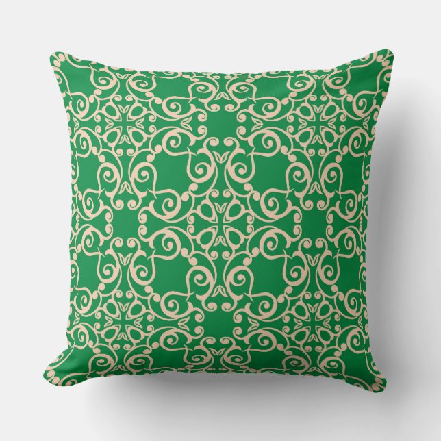 Green Gold Neutral Hamptons Abstract Modern Cushion (Front)
