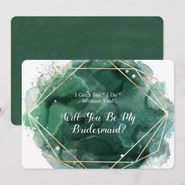 Green Gold Paint Will You Be My Bridesmaid  Invitation (Front/Back)