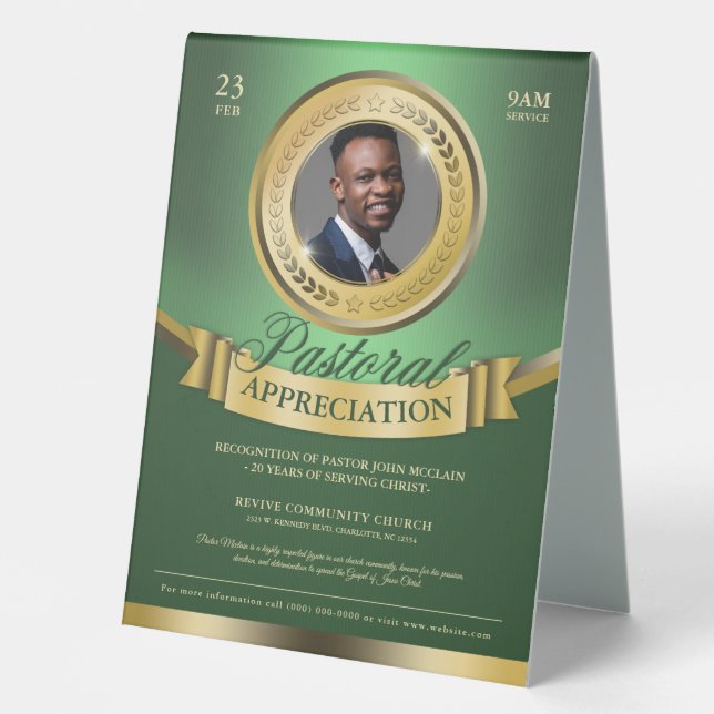 Green & Gold Pastoral Appreciation Recognition (Front)