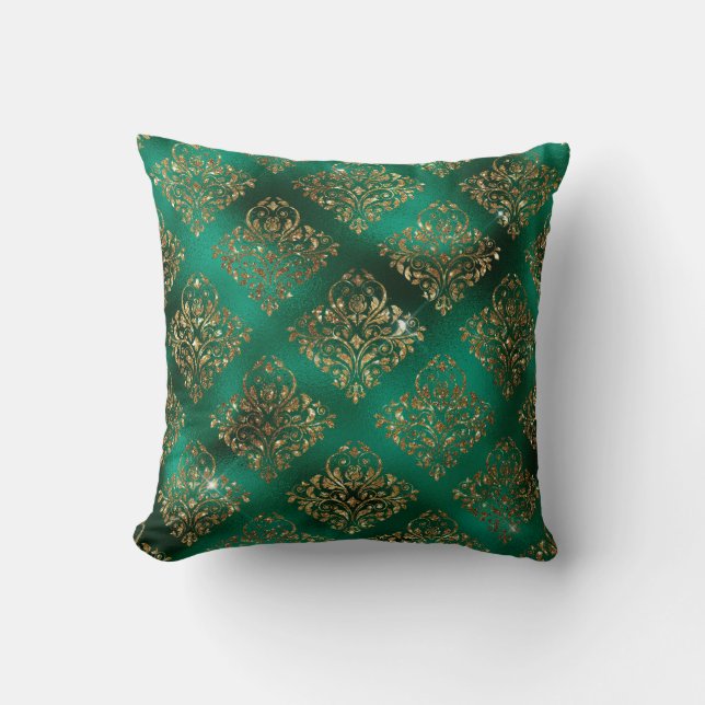 Green Gold Pattern Christmas Holidays Cushion (Front)