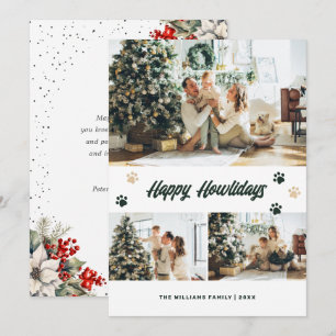 Green Gold Paws Botanical Photo Happy Howlidays Holiday Card