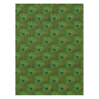 Green Gold Peacock Feathers Tablecloth