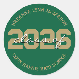Green & Gold Personalised Graduation Stickers