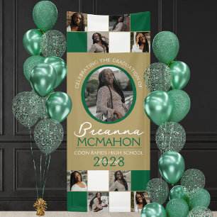 Green & Gold Photo Collage Graduation Vinyl Banner