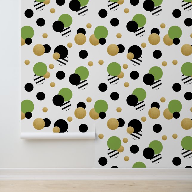 Green Gold Polka Dot Wallpaper (Application)