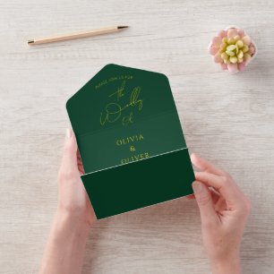 green gold QR code wedding All In One Invitation