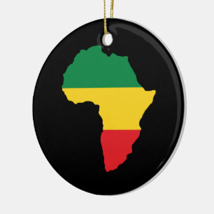 Green, Gold & Red Africa Flag Ceramic Tree Decoration