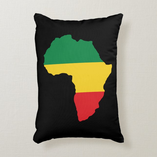 Green, Gold & Red Africa Flag Decorative Cushion (Front(Vertical))