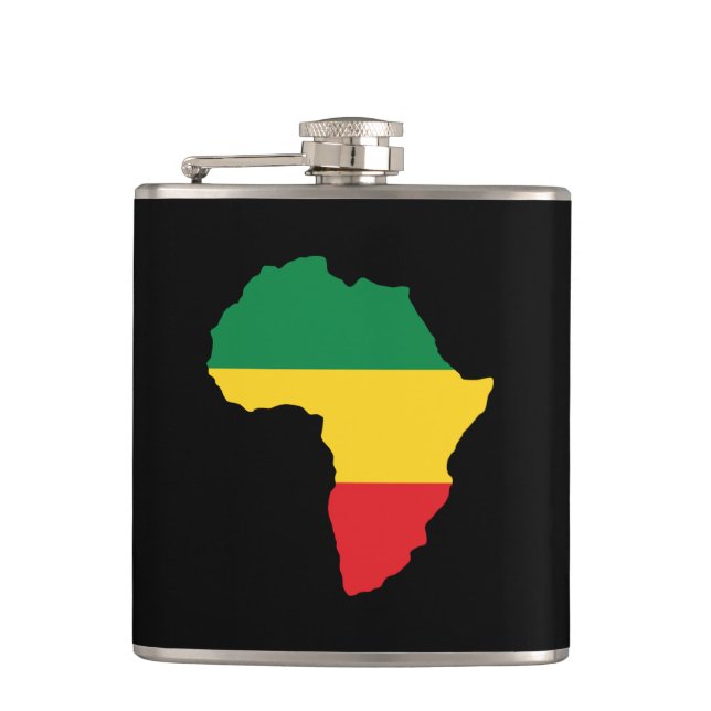 Green, Gold & Red Africa Flag Hip Flask (Front)