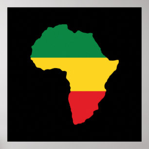 Green, Gold & Red Africa Flag Poster