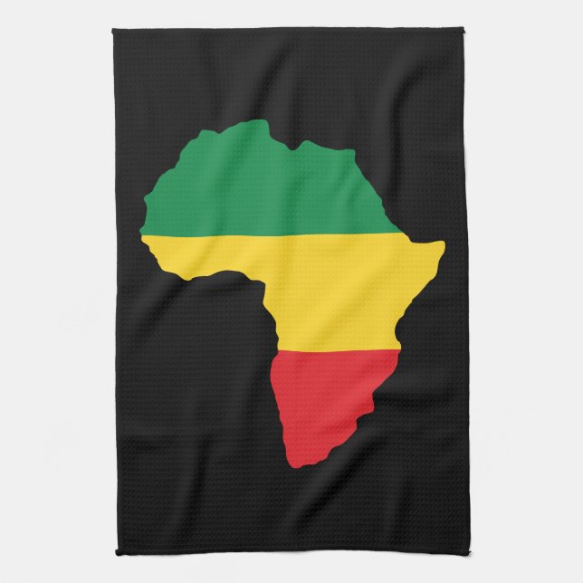 Green, Gold & Red Africa Flag Tea Towel (Vertical)