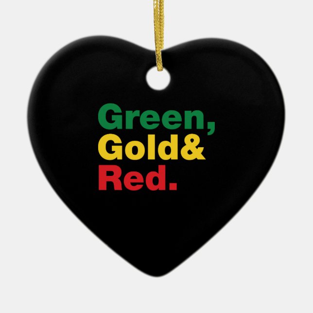 Green, Gold & Red. Ceramic Ornament (Front)