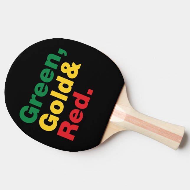 Green, Gold & Red. Ping Pong Paddle (Side)