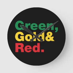 Green, Gold & Red. Round Clock