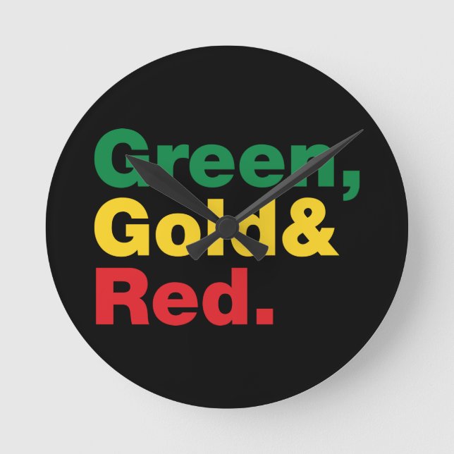 Green, Gold & Red. Round Clock (Front)