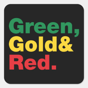 Green, Gold & Red. Square Sticker