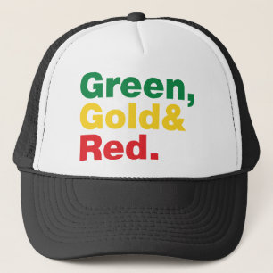 Green, Gold & Red. Trucker Hat