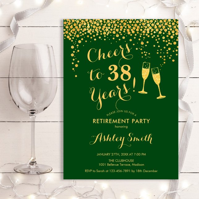 Green Gold Retirement Party Invitation (Creator Uploaded)