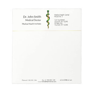 Green Gold Rod of Asclepius Medical Herbal Notepad