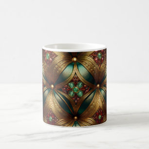 Green Gold Ruby Emerald Pattern Coffee Mug