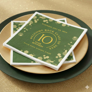 Green & Gold School College Class Reunion Napkin