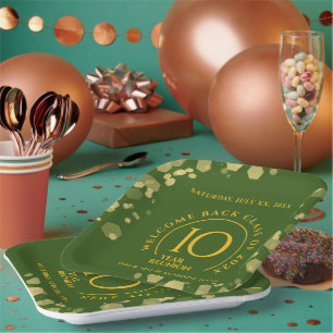 Green & Gold School College Class Reunion Paper Plate
