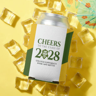 Green Gold School College University Graduation Can Cooler