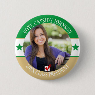Green & Gold School Election Student Body Vote 6 Cm Round Badge