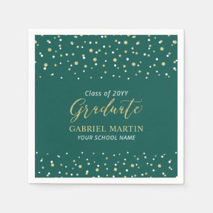 Green & Gold School Graduation Ceremony Party  Napkin