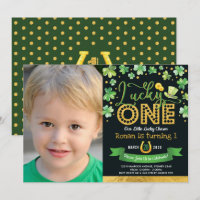 Green Gold Shamrock Lucky Charm 1st Birthday Photo