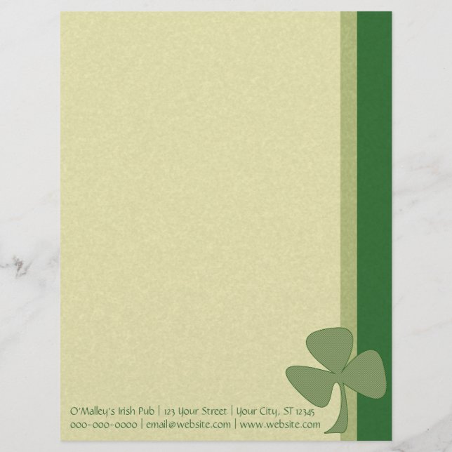 Green & Gold Shamrock Personalized Letterhead (Front)