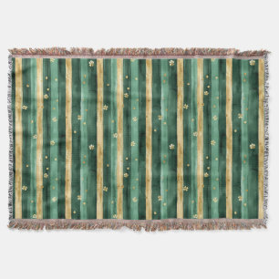 Green Gold Shamrock St. Patrick's Day Stripes Throw Blanket