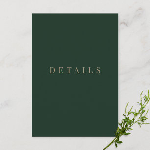 Green & Gold Simple Formal Wedding Details  Enclosure Card