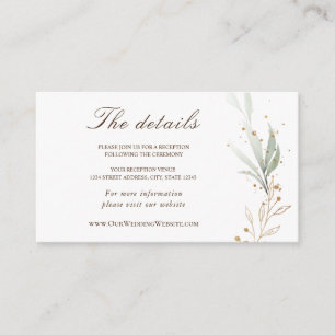 Green Gold Simple Greenery Watercolor Wedding Enclosure Card