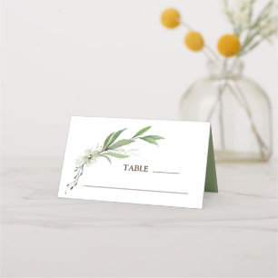 Green Gold Simple Greenery Wedding Place Card