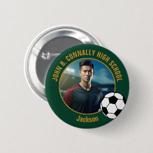 Green Gold Soccer Player Photo High School 6 Cm Round Badge