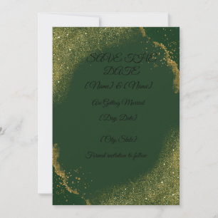 Green & Gold Spark Save The Date Card