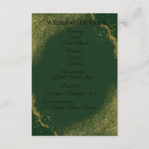 Green & Gold Spark Wedding Details Card