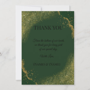 Green & Gold Spark Wedding Thank You Card