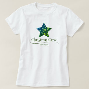 Green Gold Star Cute Modern Christmas Womens T-Shirt